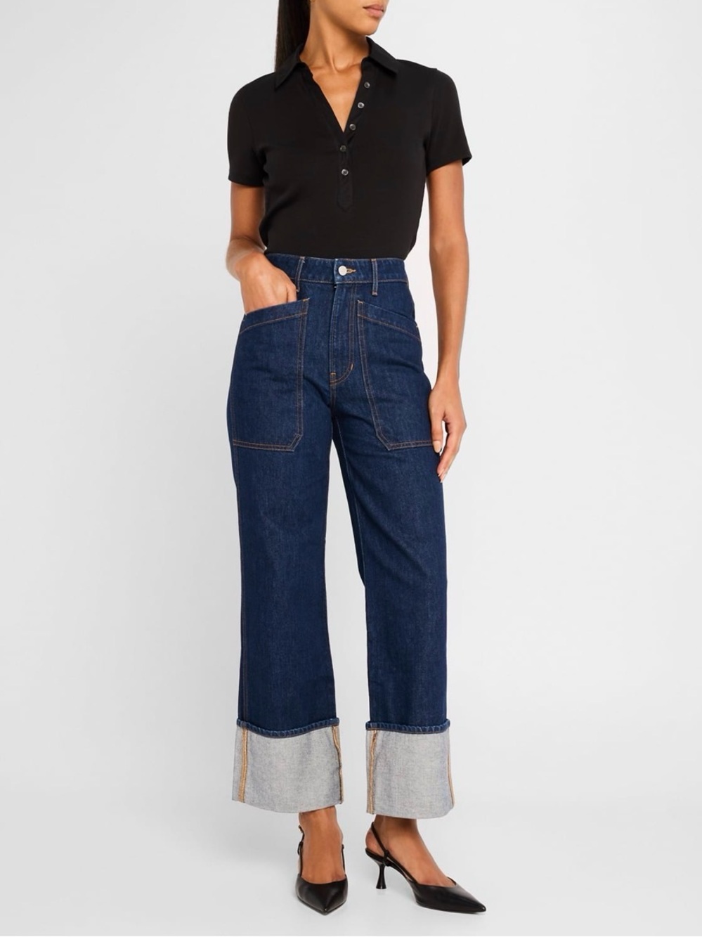 Veronica Beard Dark Indigo Cropped Wide-Leg Jeans - Picture 3 of 7
